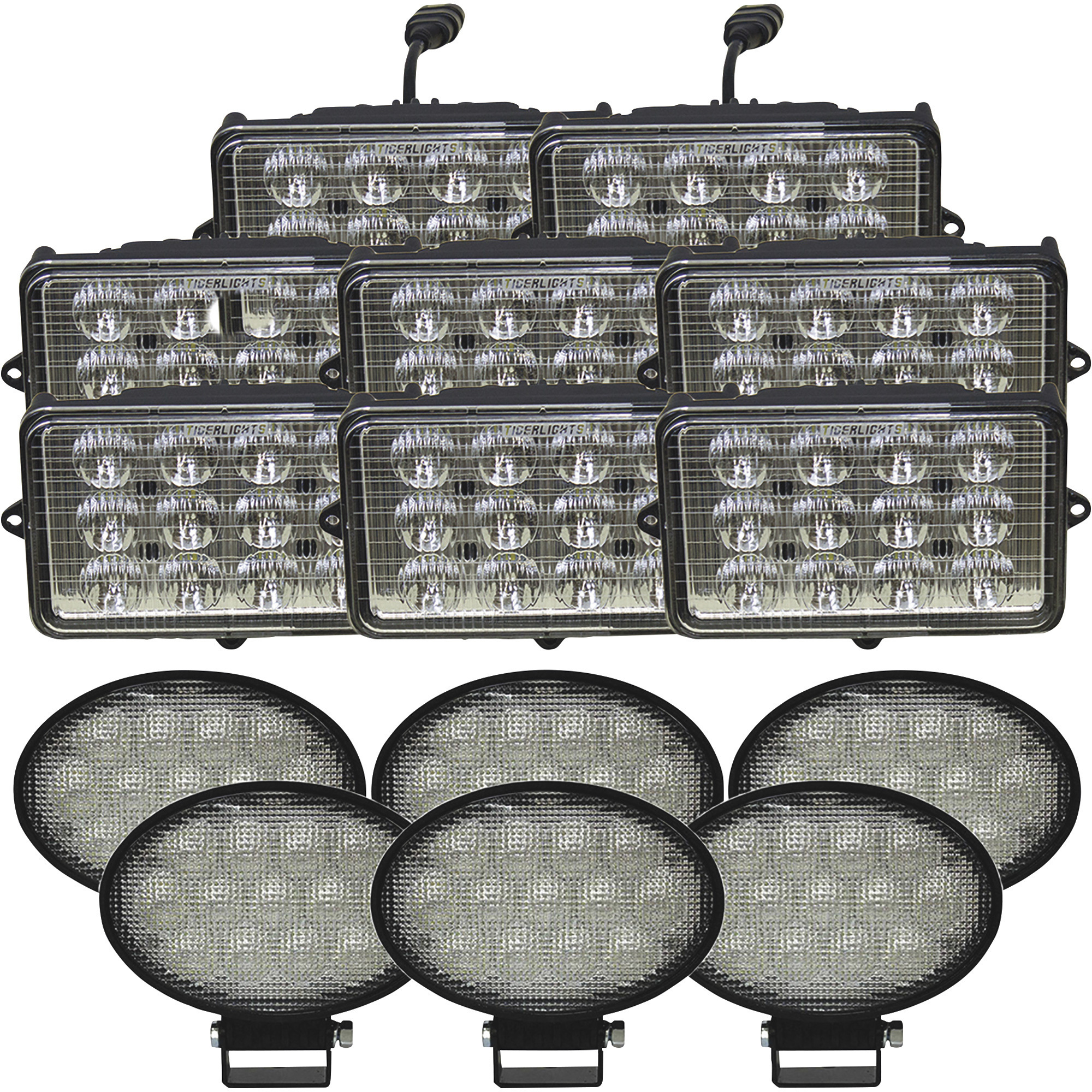 Tiger Lights LED Flood/Spot and Flood Light Kit - 690 Watts, 14 Lights, 45,400 Lumens, Model# JDKIT4